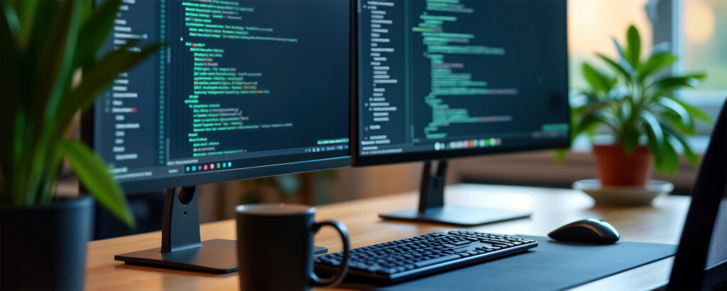 IT dual monitor computer